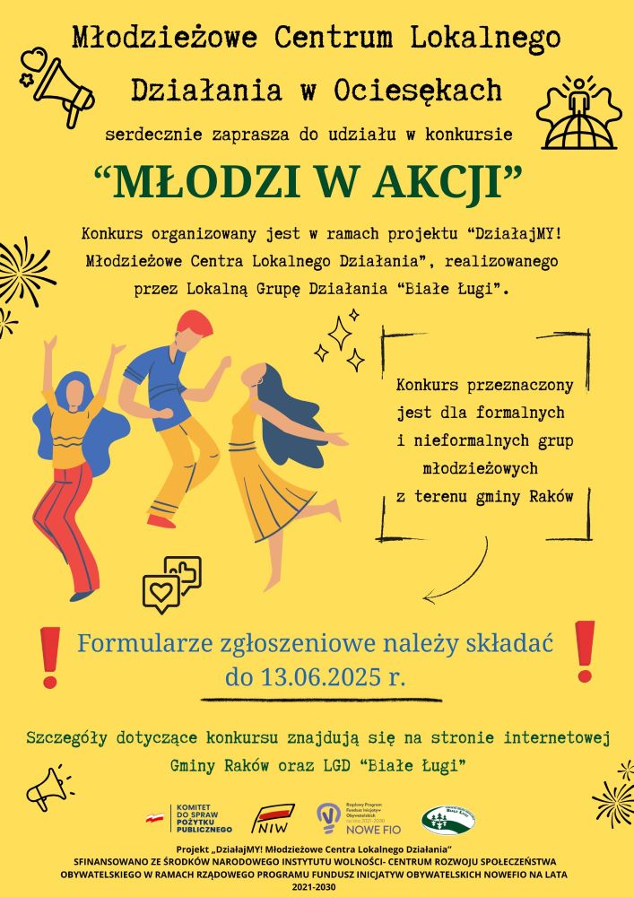 plakat - konkurs "Młodzi w akcji"