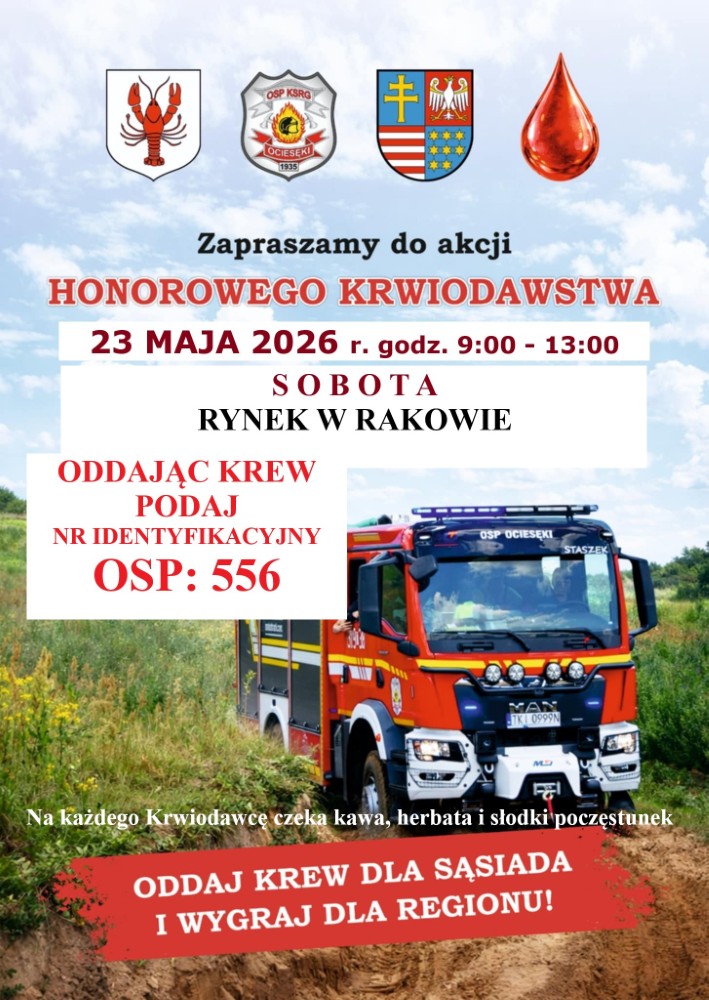 Plakat akcji krwiodawstwa "Przelewamy krew dla mieszkańców województwa świętokrzyskiego"